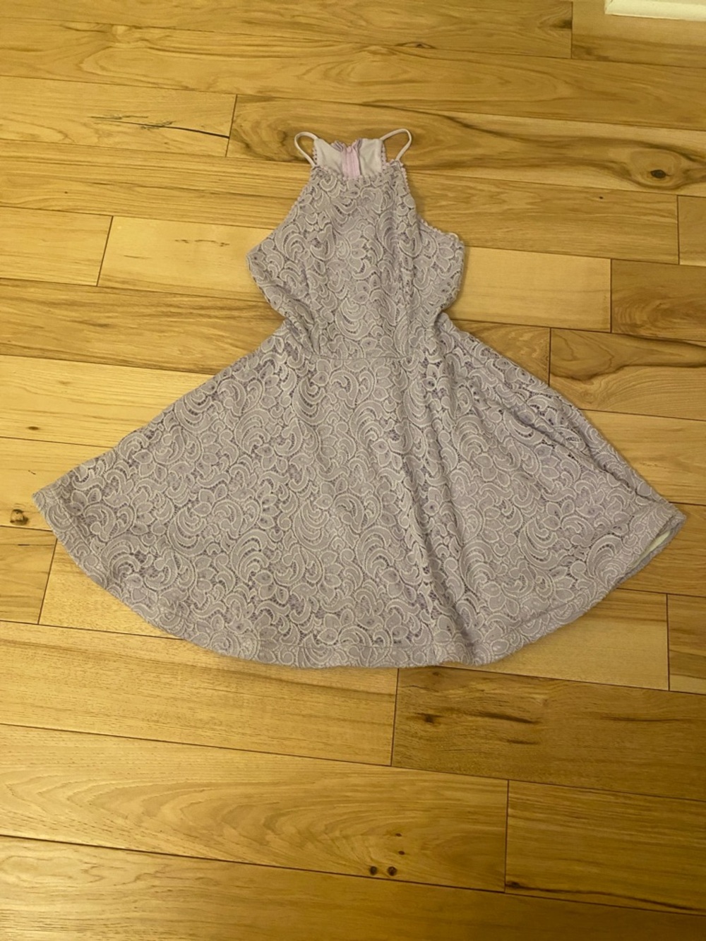 B Darlin One-Shoulder Lace Dress in Light Lavender